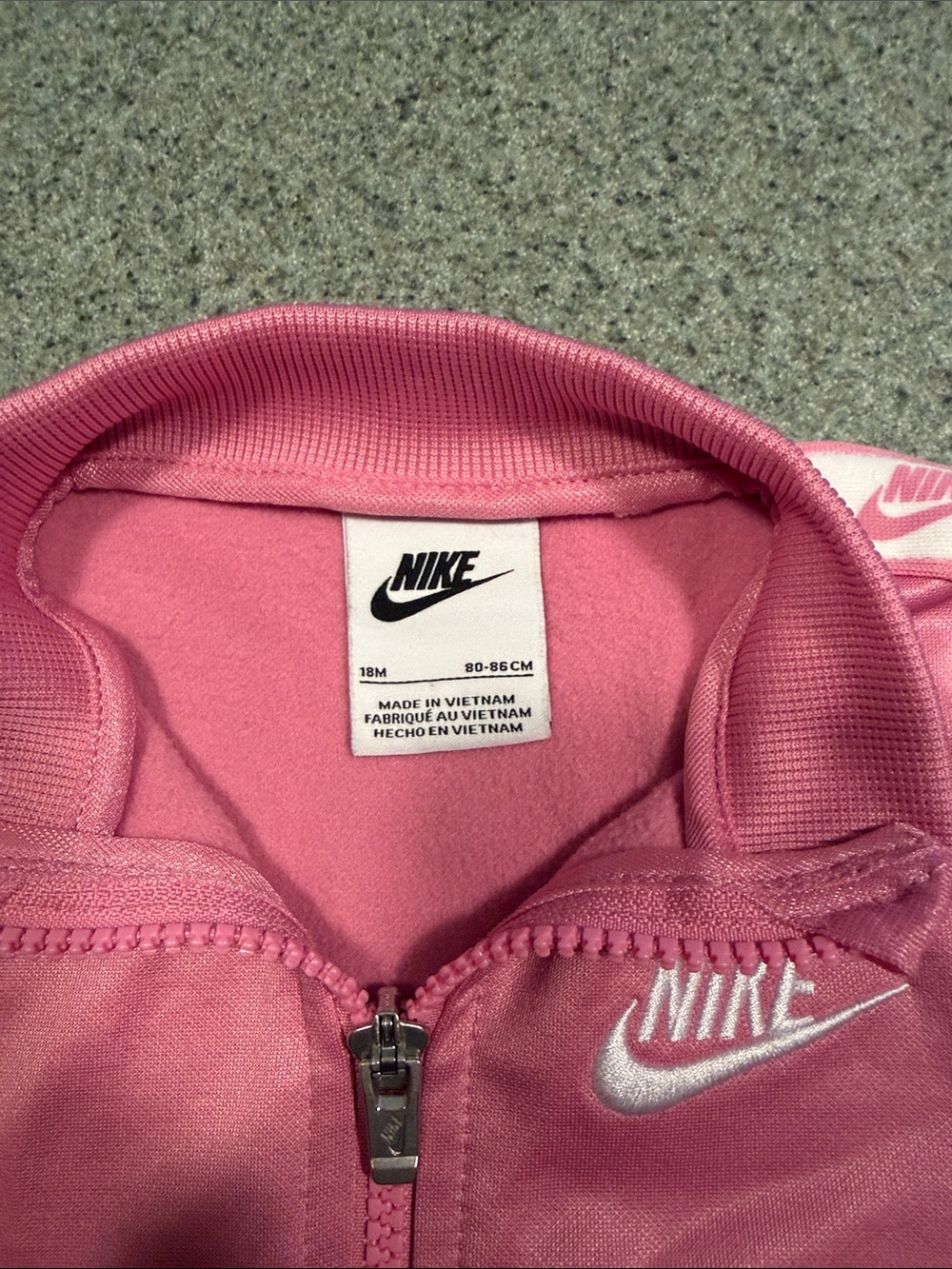 Nike Pink Girls' Zip Track Jacket with White Logo Tape - Picture 3 of 10
